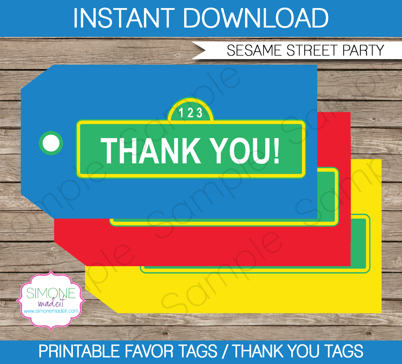 Sesame Street Birthday Party Favor Tags | Thank You Tags | Editable DIY Template | $3.00 INSTANT DOWNLOAD via SIMONEmadeit.com