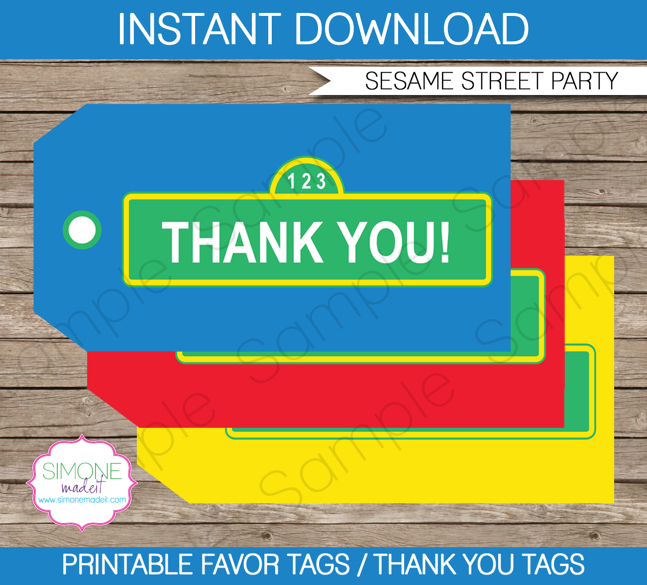Sesame Street Birthday Party Favor Tags Template Thank You Tags
