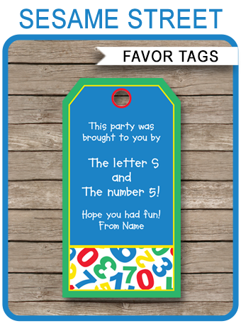 Sesame Street Party Favor Tags | Thank You Tags