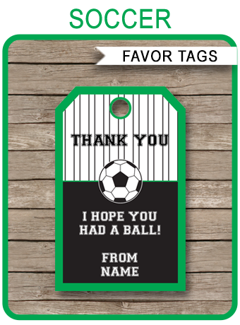 Soccer Party Favor Tags Thank You Tags Birthday Party