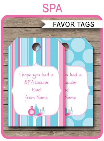 Editable Spa Party Favor Tags Glamour Party Thank You Tags Spa Birthday Girl Make up Party Glam Pink Gift Tag Digital Corjl Template 0420