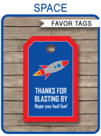 Space Rocket Party Favor Tags template