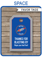 Space Party Favor Tags template