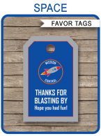 Space Party Favor Tags template