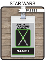 Star Wars Party Jedi Training Academy Passes template