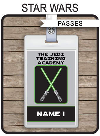 Star Wars Party Jedi Training Academy Passes Favors