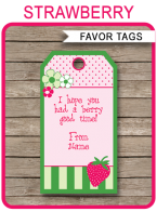 Strawberry Shortcake Party Favor Tags template