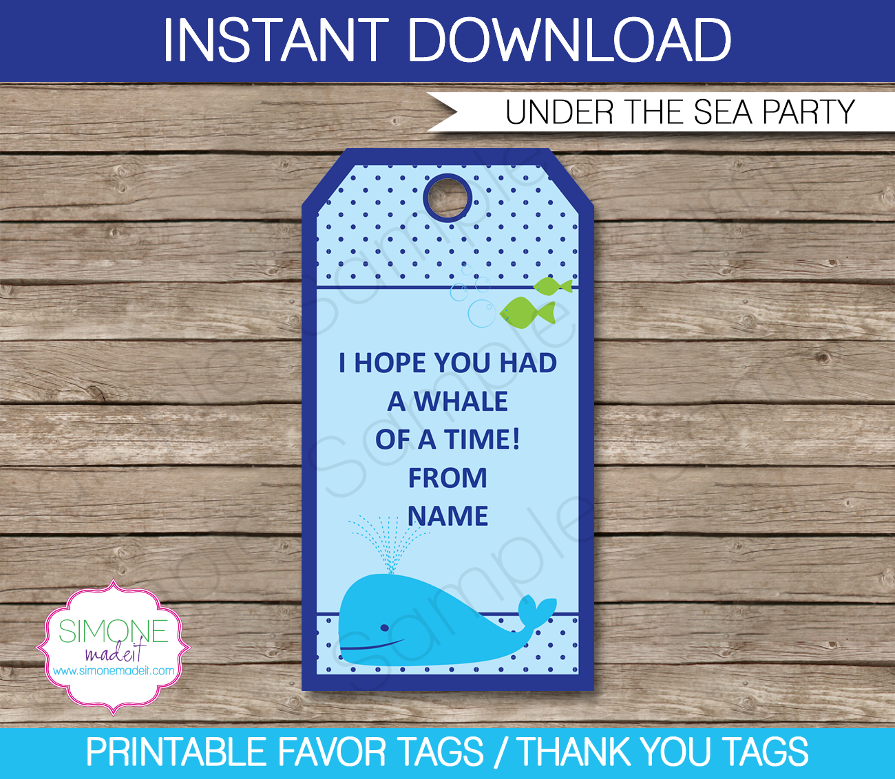 Under the Sea Party Favor Tags | Thank You Tags | Birthday Party | Editable DIY Template | $3.00 INSTANT DOWNLOAD via SIMONEmadeit.com