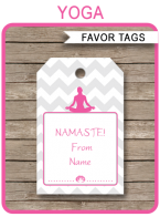 Yoga Party Favor Tags | Thank You Tags | Birthday Party | Editable DIY Template