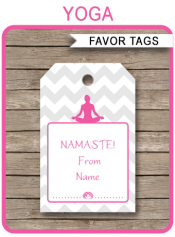 Yoga Party Favor Tags | Thank You Tags | Birthday Party | Editable DIY Template