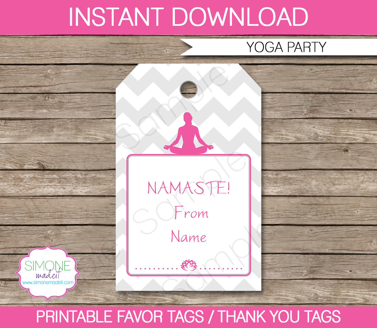 Yoga Party Favor Tags | Thank You Tags | Birthday Party | Editable DIY Template | $3.00 INSTANT DOWNLOAD via SIMONEmadeit.com