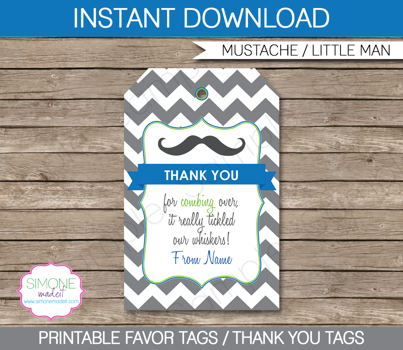 Mustache Party Favor Tags | Little Man | Thank You Tags | Birthday Party | Editable DIY Template | $3.00 INSTANT DOWNLOAD via SIMONEmadeit.com
