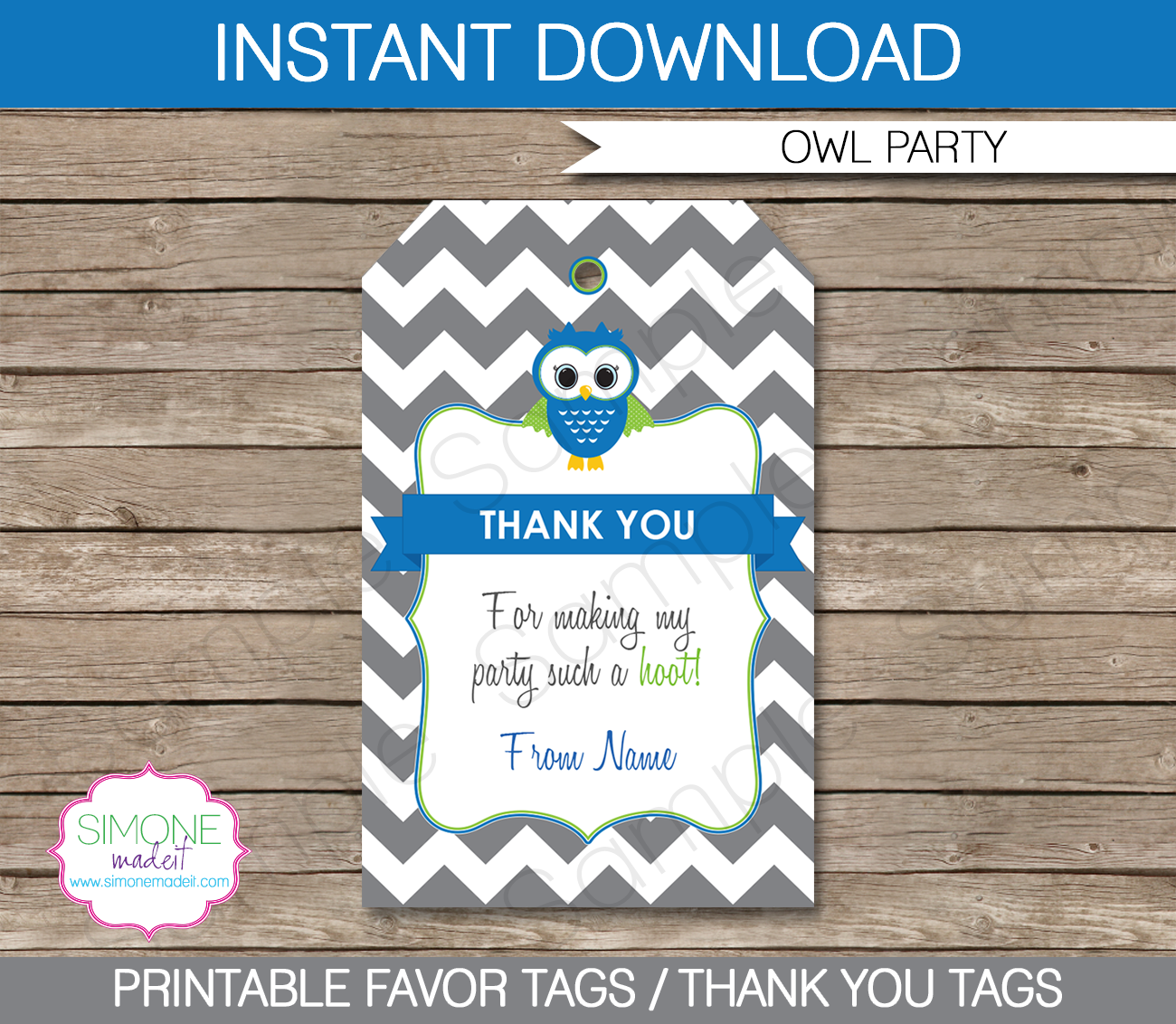 Owl Party Favor Tags | Thank You Tags | Birthday Party | Editable DIY Template | $3.00 INSTANT DOWNLOAD via SIMONEmadeit.com