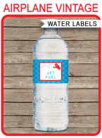 Airplane Birthday Party Water Bottle Labels template – biplane