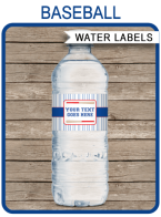 Baseball Party Water Bottle Labels template