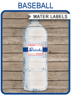 Baseball Water Bottle Labels template – “Drinks”