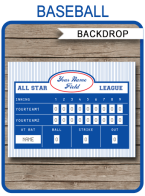 Baseball Party Scoreboard Backdrop – large sizes