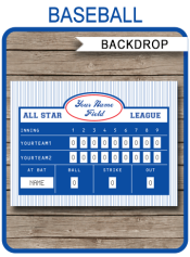 Baseball Party Scoreboard Backdrop | Editable & Printable DIY Template