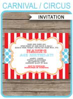 Carnival or Circus Invitations Template | Printable & Editable DIY Template | Instant Download