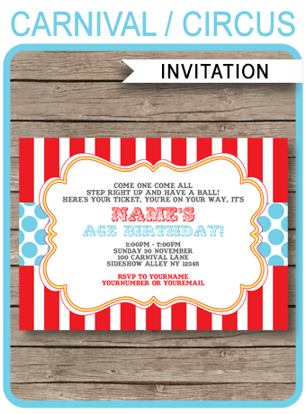 circus invitation template red aqua circus invitations halloween birthday party invitation templates