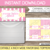 Pink & Yellow Carnival Favor Bag Toppers