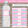 Aqua & Pink Carnival Water Bottle Labels
