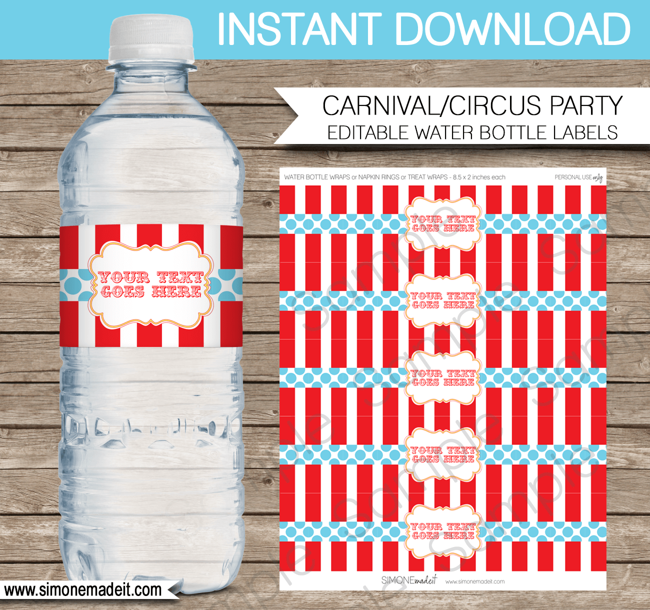 Minnie Mouse Birthday Water Bottle Label Template DIY