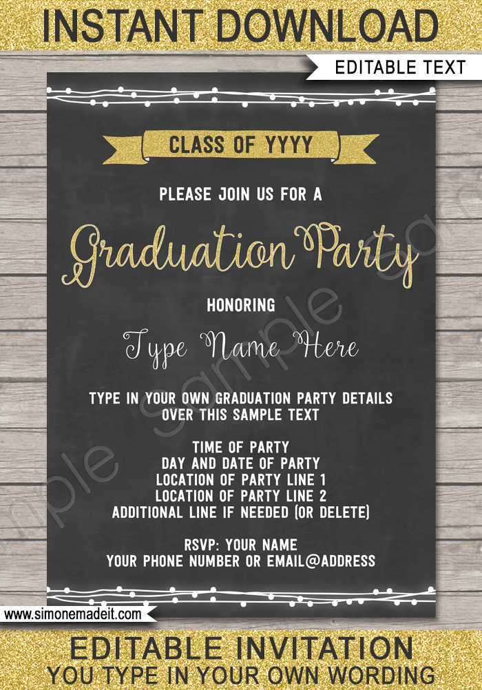 Graduation Party Invitations | Printable College High School Invites