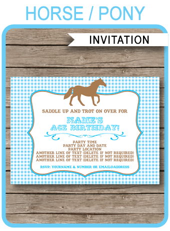 Horse Birthday Party Invitations | Pony Party