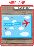 Airplane Party Backdrop Sign – “Happy Birthday” – large size