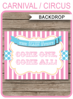 Carnival Party Backdrop Sign – “Come One, Come All” – pink/aqua