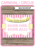 Carnival Party Backdrop Sign – “Come One, Come All” – pink/yellow