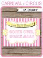 Carnival Party Backdrop Sign – “Come One, Come All” – pink/yellow