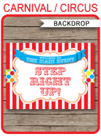 Carnival Party Backdrop Sign – “Step Right Up” – colorful