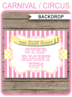Printable Carnival Backdrop Sign | Step Right Up | Pink & Yellow | DIY Template | Instant Download