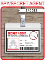 Spy or Secret Agent Badge template – red