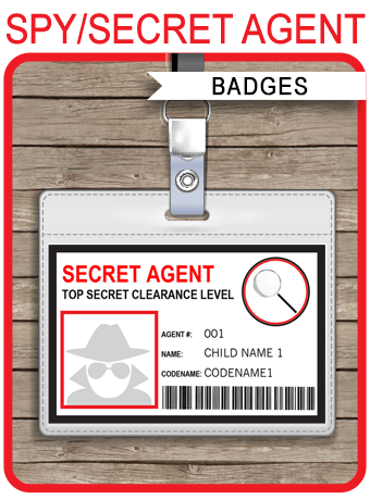 Secret Agent Badge Template Spy Badge Birthday Party