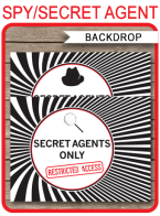 Spy Party Backdrop Sign – “Secret Agents Only – Restricted Access” – 36×48 + A0