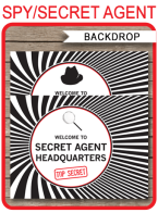 Spy Party Backdrop Welcome Sign | Secret Agent Birthday Party | Party Decorations | Printable DIY Template