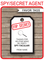 Spy Party Favor Tags template