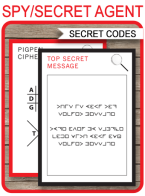 Spy Party Games – 8 Printable Secret Codes & Ciphers – red