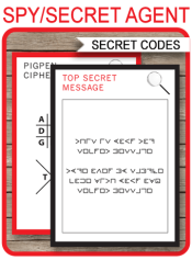 Secret Codes and Ciphers | Spy Party Games for Kids | Top Secret Messages | Codes Ciphers | Editable Printable Templates