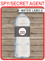 Spy Party Water Bottle Labels template – “Truth Serum”