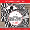 36x48 inch Welcome to Secret Agent Headquarters Backdrop