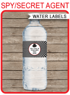 Printable Spy Water Bottle Labels Template | Secret Agent Birthday Party Decorations | DIY Editable Text | $3.00 INSTANT DOWNLOAD via SIMONEmadeit.com