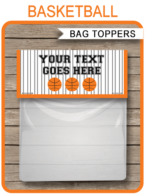 Basketball Party Favor Bag Toppers template