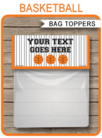 Basketball Party Favor Bag Toppers template