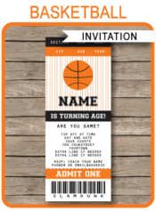Basketball Ticket Invitations - Editable and Printable Template - Instant Download