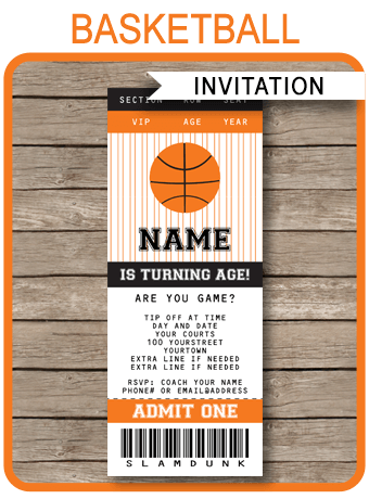 Basketball Ticket Invitation Bball Invite Basketball Mock 