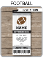 Football Party Ticket Invitation – black & silver/gray